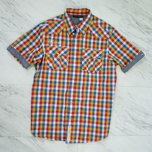 Rocawear Snap Front Shirt Mens Medium M Plaid Coll